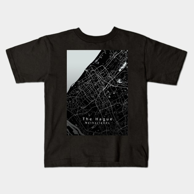 The Hague Netherlands City Map dark Kids T-Shirt by Robin-Niemczyk